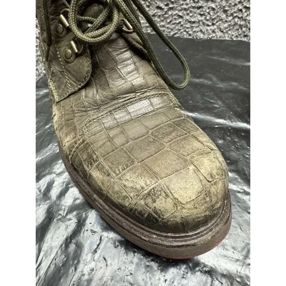 Cesare Paciotti Alligator Embossed Leather Ankle Boots Green Mens Size 7‎ UK